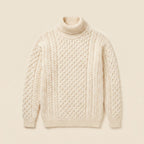Aran Fisherman Turtleneck Sweater in cream – product detail view
