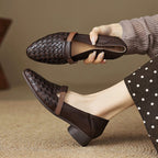 Ardelle Woven Leather Loafer – styled view