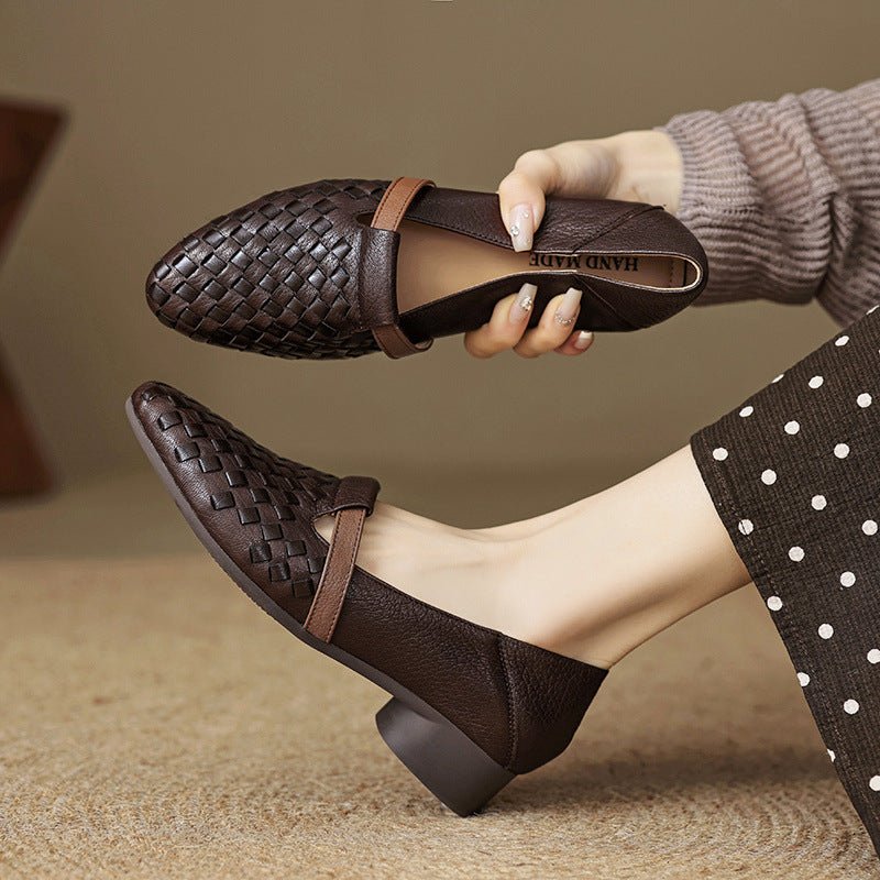 Ardelle Woven Leather Loafer – styled view