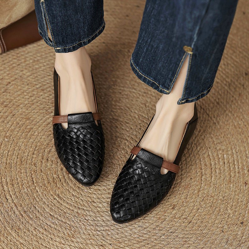 Ardelle Woven Leather Loafer – styled view