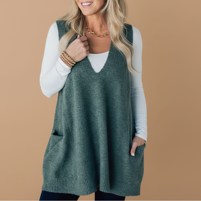 Arola Cozy Knit Vest by Vera Noir – back view