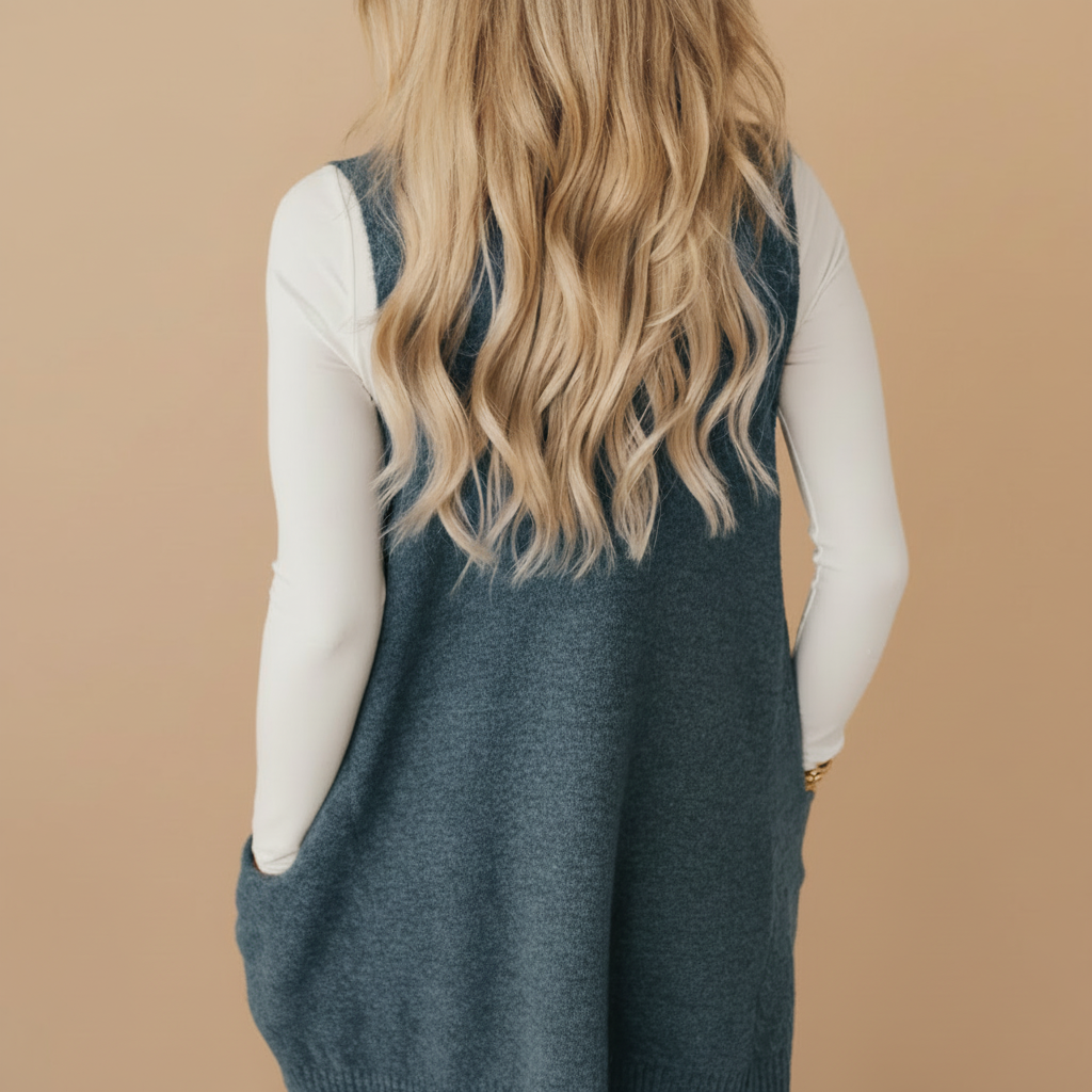 Arola Cozy Knit Vest by Vera Noir – detail view
