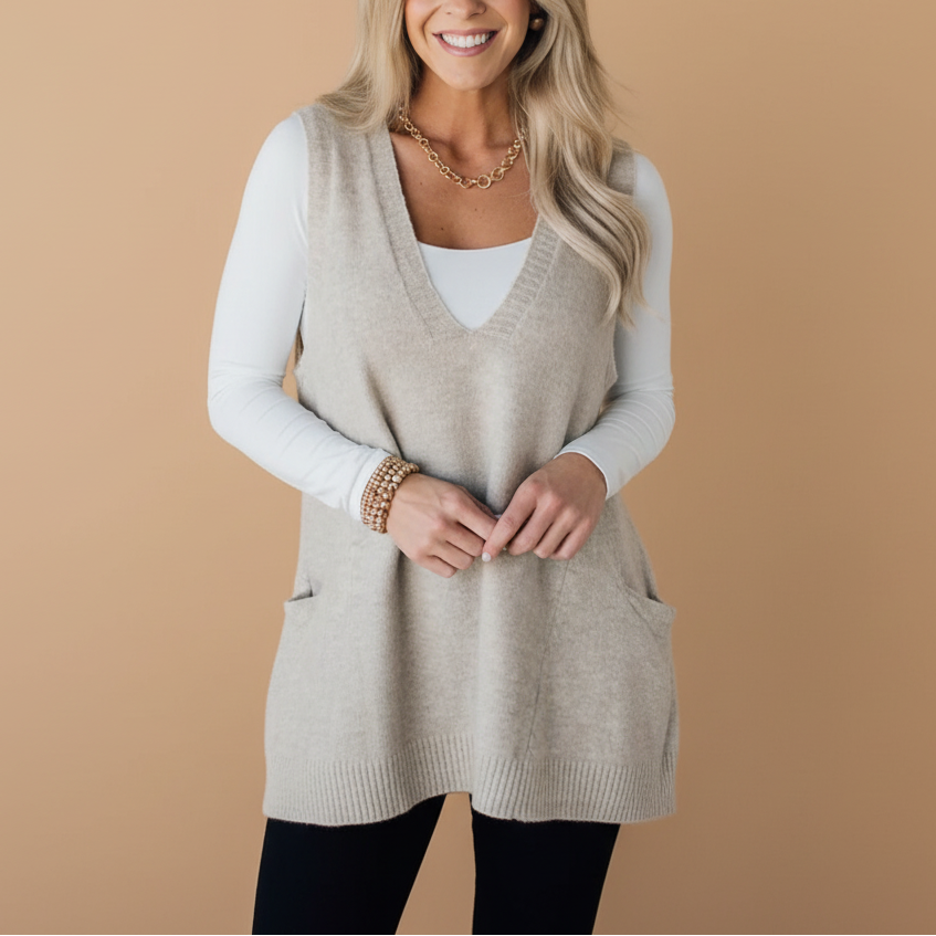 Arola Cozy Knit Vest by Vera Noir – styled view