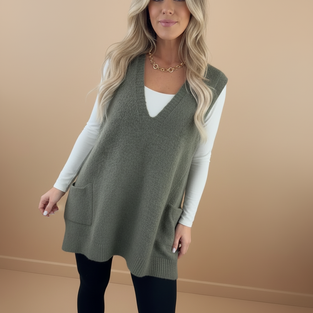 Arola Cozy Knit Vest by Vera Noir – close-up