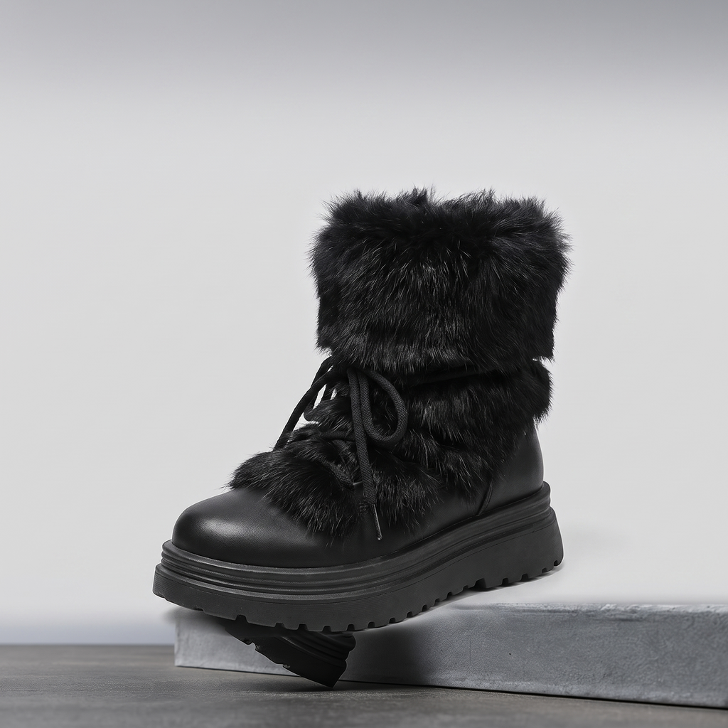 Aspen Faux Fur Après-Ski Boots in black – front view