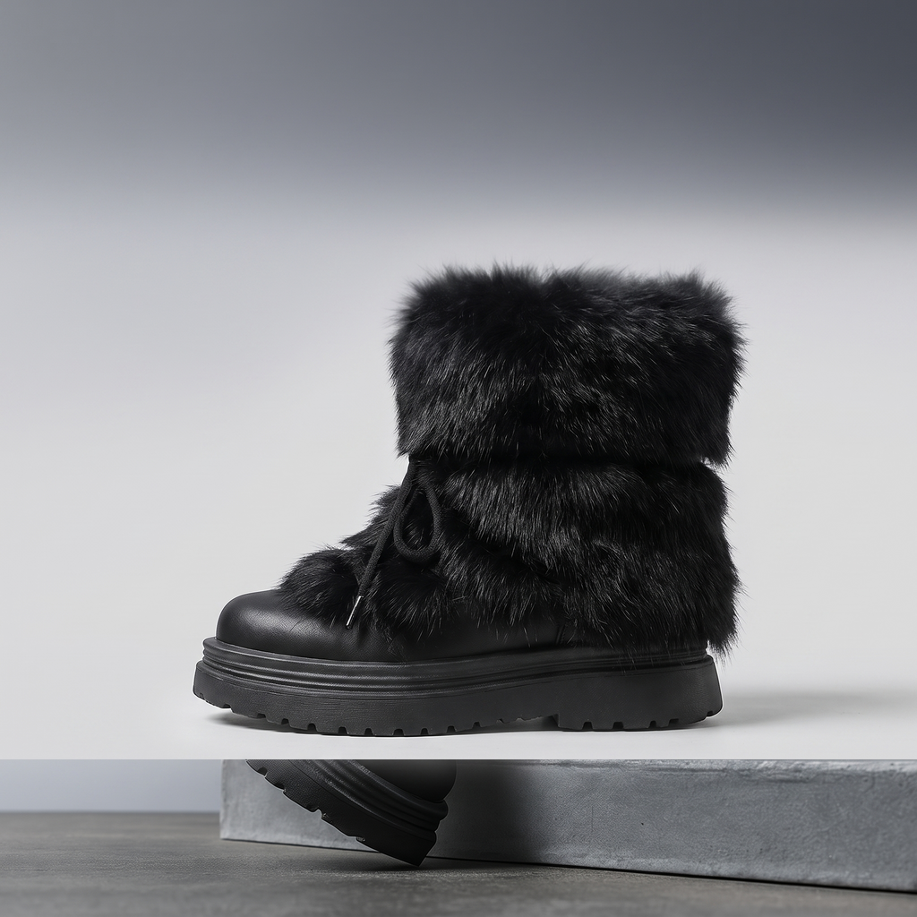 Aspen Faux Fur Après-Ski Boots in black – side view