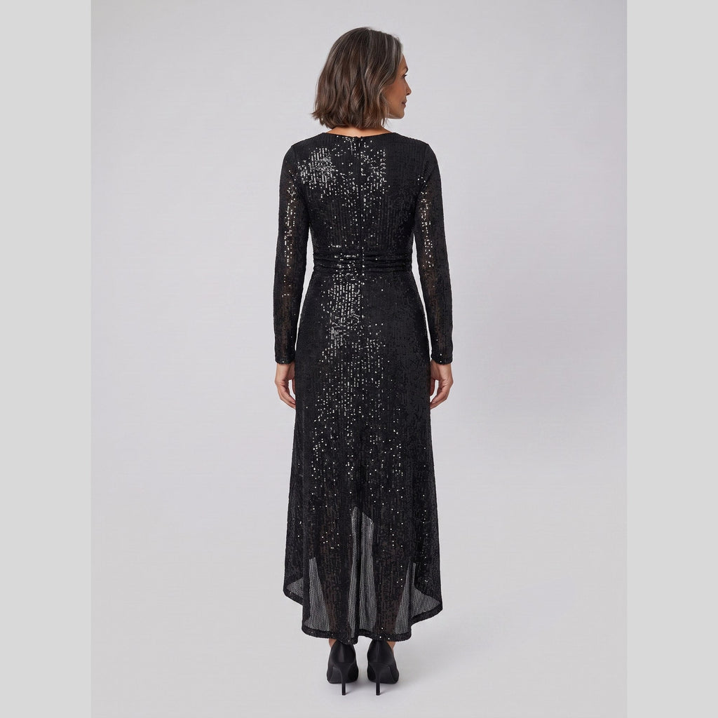 Astra | Sequin Gown with Asymmetric Hem by Vera Noir – back view