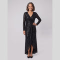 Astra | Sequin Gown with Asymmetric Hem by Vera Noir – in black