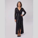 Astra | Sequin Gown with Asymmetric Hem by Vera Noir – in black