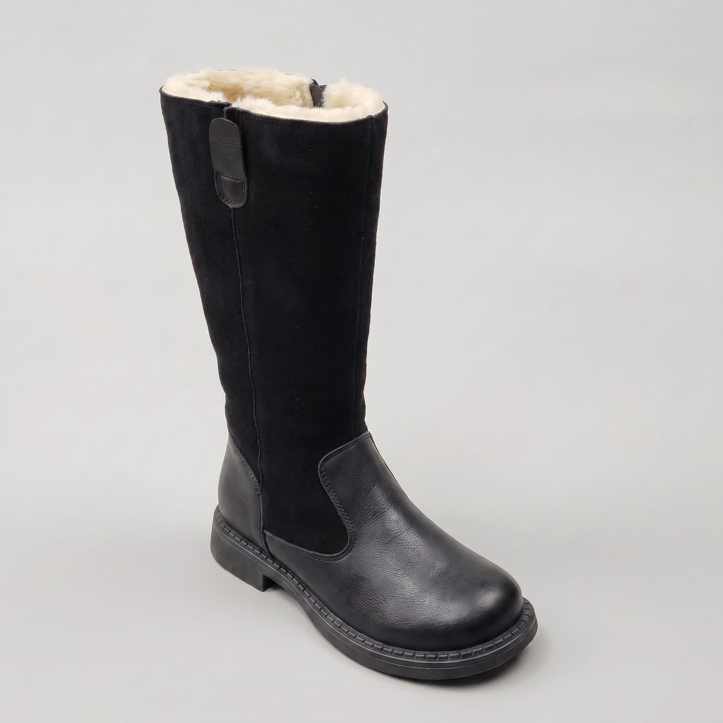 Aubrey Wool-Lined Riding Boots in black – front view