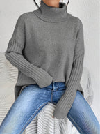 Audrey Cozy Sweater by Vera Noir – styled with a scarf