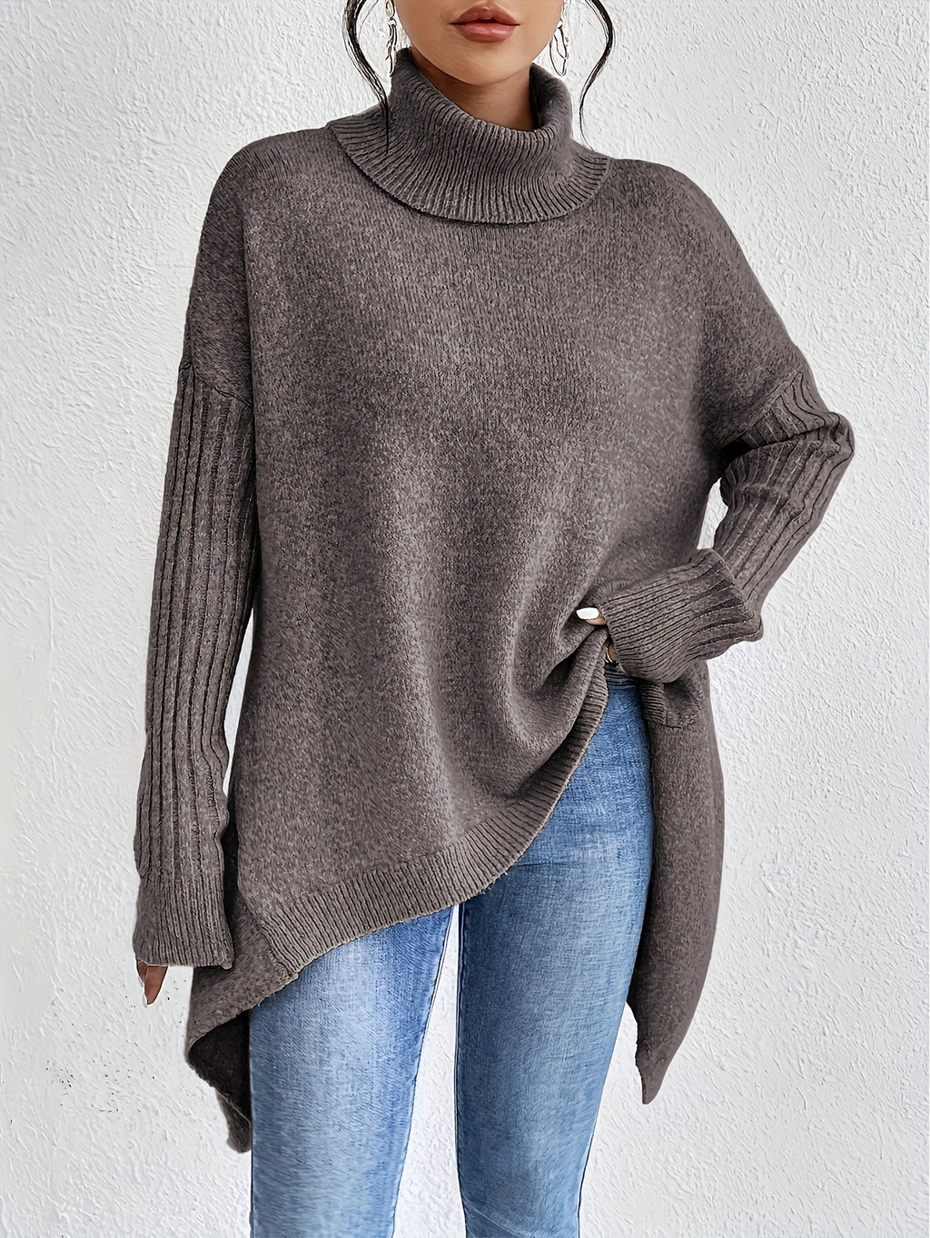 Audrey Cozy Sweater by Vera Noir – high neckline detail