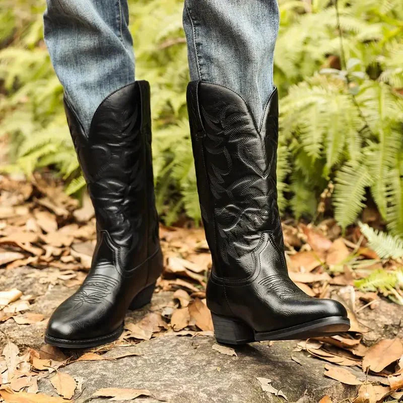 Austin Western Leather Cowboy Boots – back view