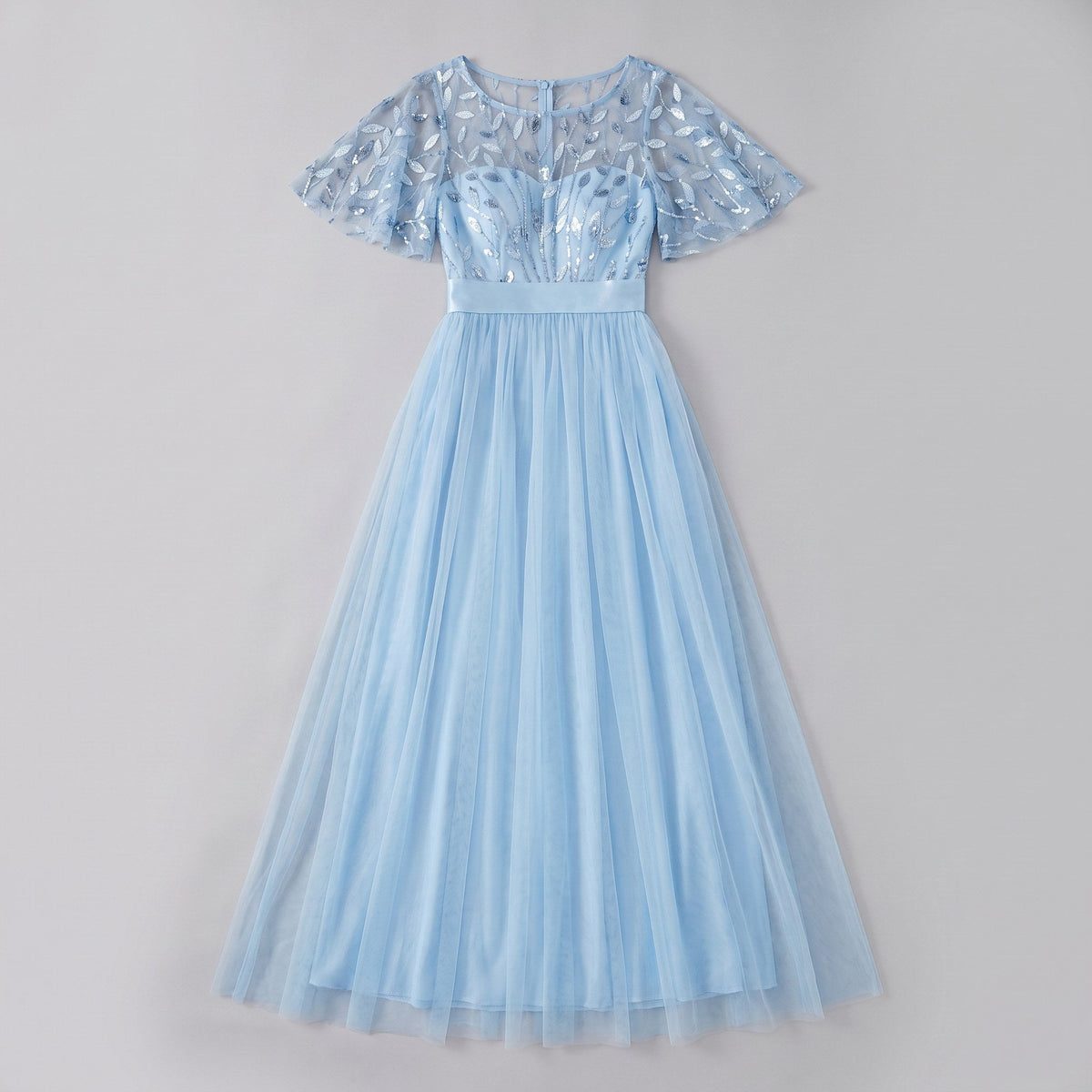 Azura | Sequin Bodice Tulle Maxi Dress by Vera Noir – detail view