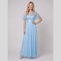 Azura | Sequin Bodice Tulle Maxi Dress by Vera Noir – in sky blue