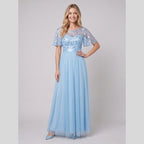Azura | Sequin Bodice Tulle Maxi Dress by Vera Noir – in sky blue