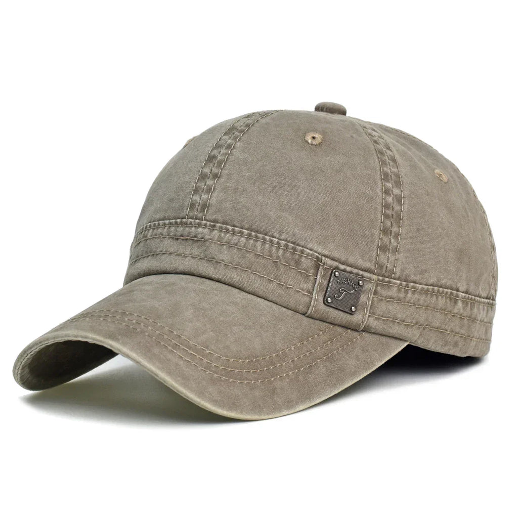 Barrie vintage-wash cotton cap, close-up of six-panel stitching