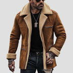 Beau Fleece Suede Lapel Multi-Pocket Coat – back view