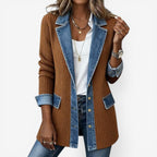Bettina | Elegant Layered Collar Button Jacket – front view