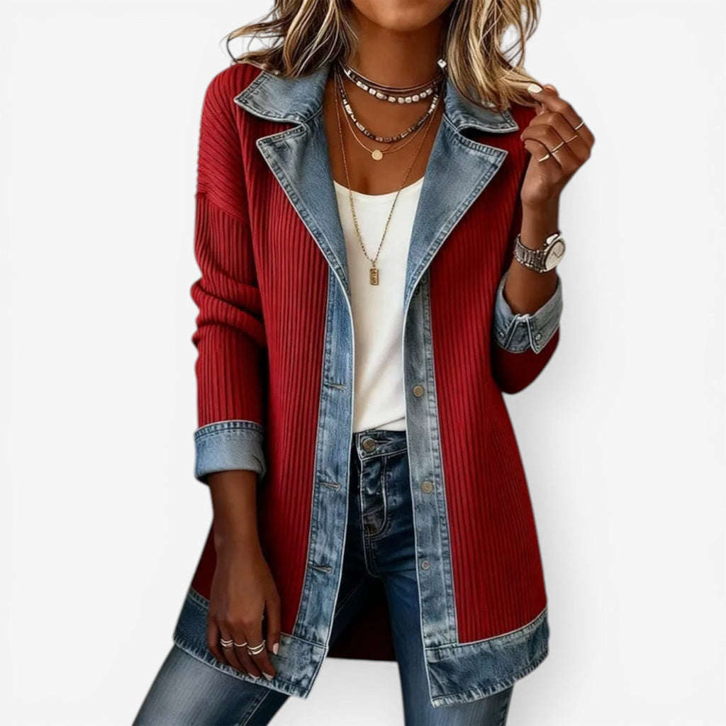 Bettina | Elegant Layered Collar Button Jacket – front view