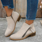 Bianca Stacked-Heel Side-Zip Ankle Boots – side view