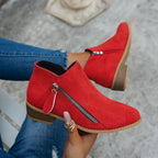Bianca Stacked-Heel Side-Zip Ankle Boots – back view
