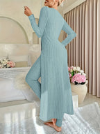 Birgitta | Ribbed Lounge Two-Piece Set – Sage back view