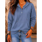 Blythe Henley Button Placket Hoodie – front view