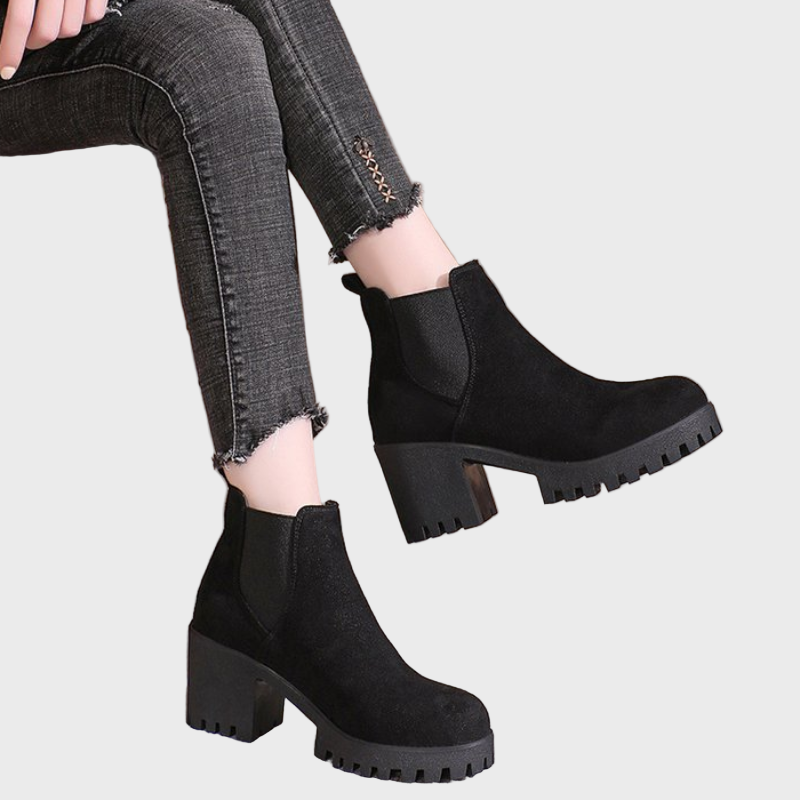 Bobbie Block Heel Short Boots – back view