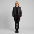 Branford Quilted Bomber Jacket in black – front view