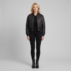 Branford Quilted Bomber Jacket in black – front view
