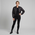 Branford Quilted Bomber Jacket in black – styled view