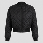 Branford Quilted Bomber Jacket in black – product front view