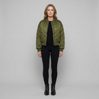 Branford Quilted Bomber Jacket in green – front view