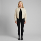 Branford Quilted Bomber Jacket in beige – front view
