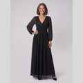 Brym | Pleated Glitter Empire-Waist Gown by Vera Noir – in black