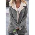 Brynn | Sherpa-Lined Button-Front Coat – front view in grey
