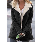 Brynn | Sherpa-Lined Button-Front Coat – front view in black