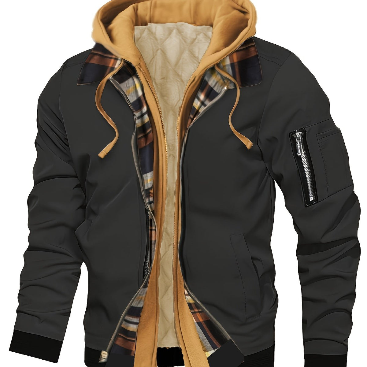 Brysen | Hooded Warm-Lined Zip Jacket – front view