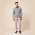 Cable Knit Sweater Vest in khaki – front view