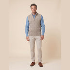 Cable Knit Sweater Vest in khaki – front view