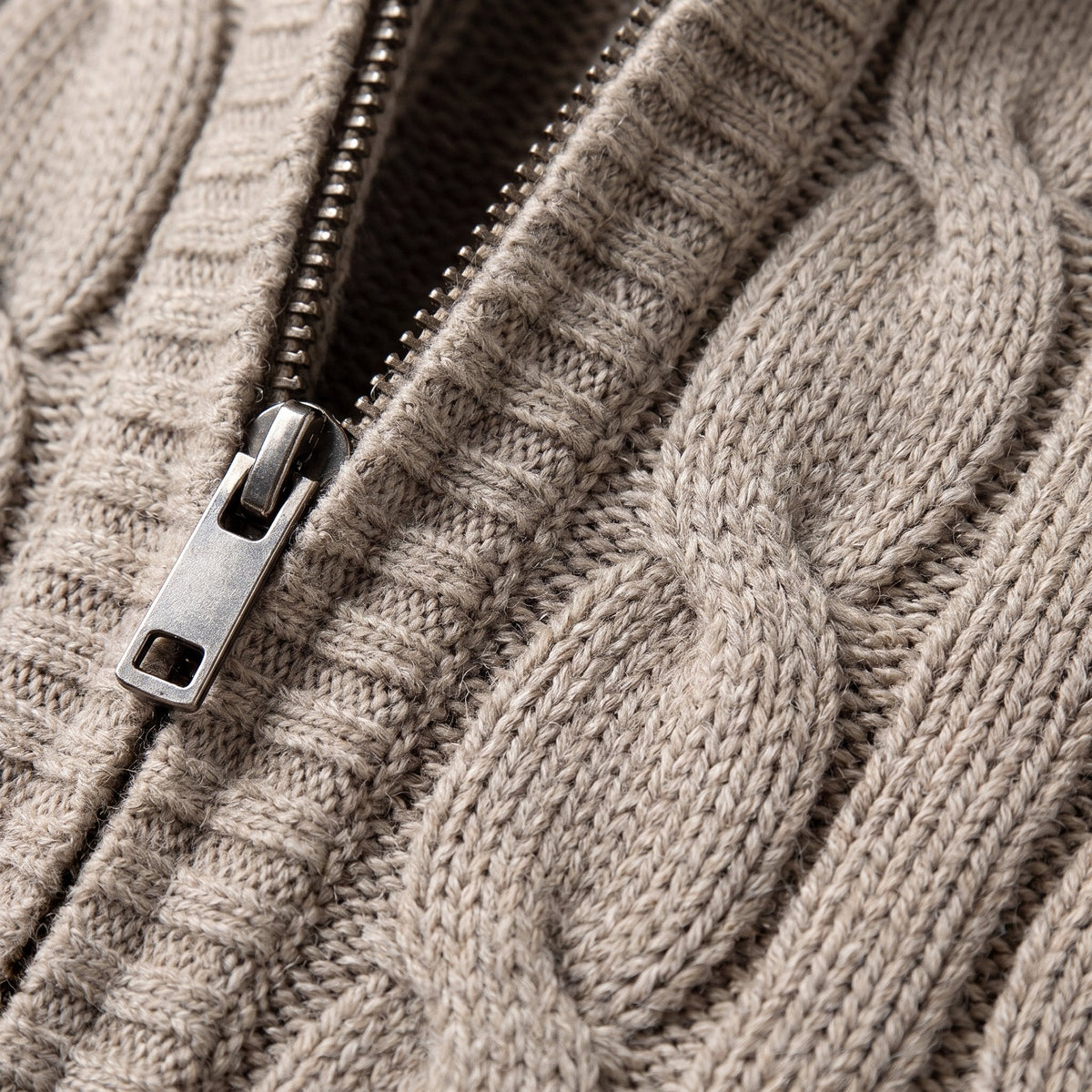 Cable Knit Sweater Vest – zip and cable knit close-up