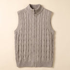 Cable Knit Sweater Vest in khaki – product detail view