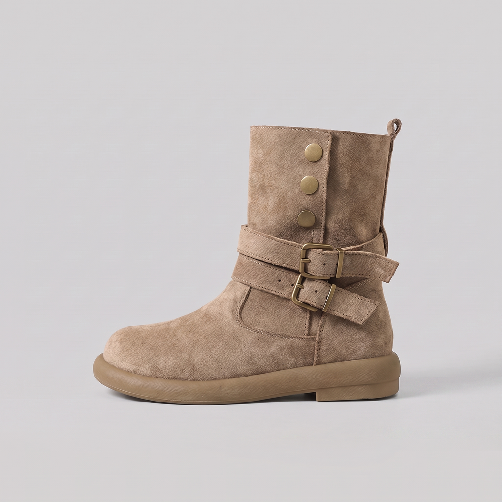 Calderon Suede-Touch Buckle Ankle Boots – side view
