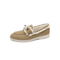 Calista | Fur-Trimmed Suede Loafers – side view beige