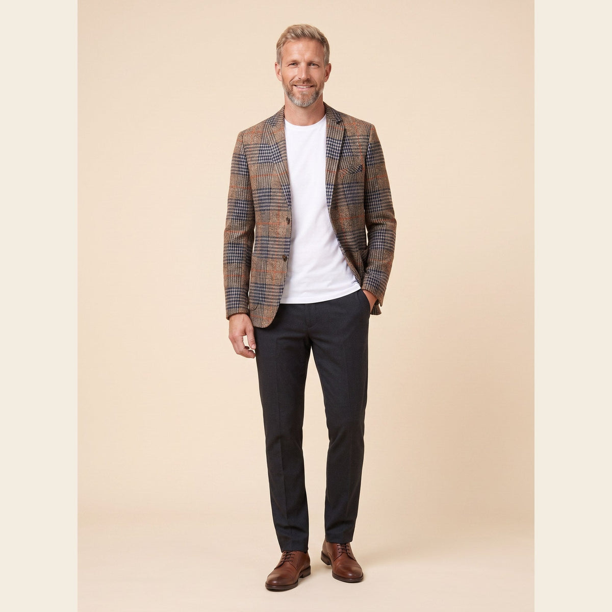 Callan vintage plaid wool blazer, brown