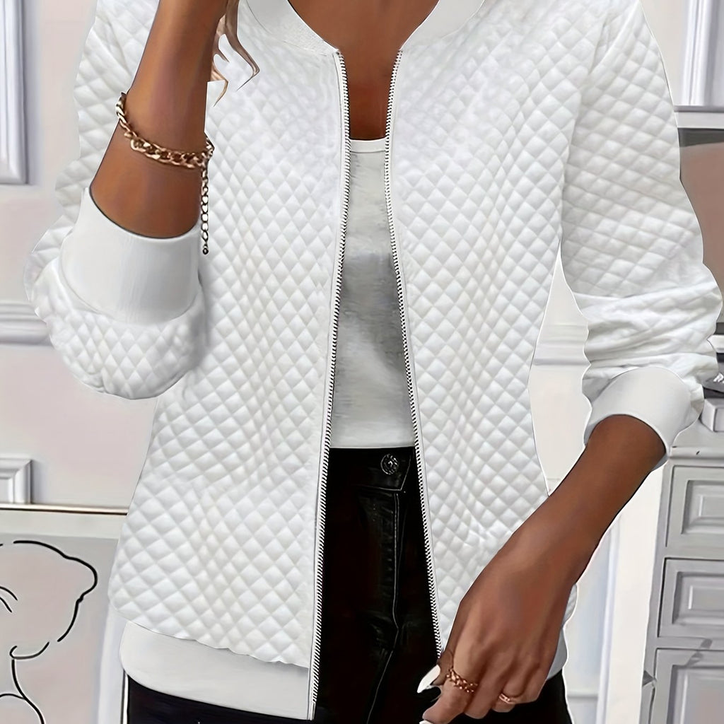 Carlotta | Quilted-Texture Baseball Jacket – front view
