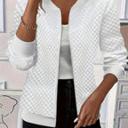 Carlotta | Quilted-Texture Baseball Jacket – front view