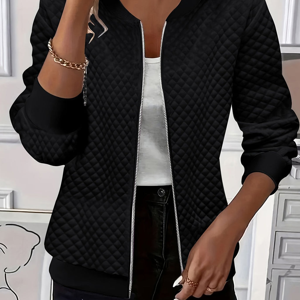 Carlotta | Quilted-Texture Baseball Jacket – front view