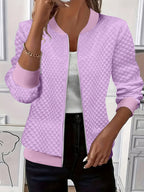 Carlotta | Quilted-Texture Baseball Jacket – front view